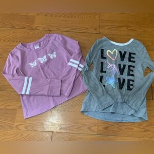 Girls' Graphic Long Sleeve Shirts - Purple and Gray